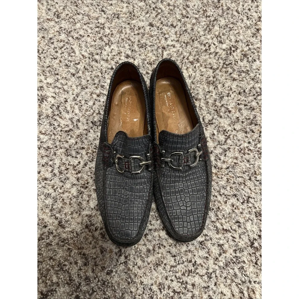 donald pliner mens‎ shoes Gray Leather Sz 9.5 Made In Italy